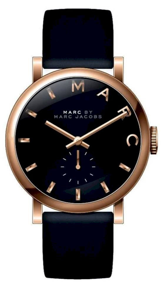 Marc Jacobs Baker Black Dial Black Leather Strap Watch for Women display picture 1