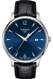 Tissot T Classic Tradition Jam Tangan Tali Kulit Hitam Dial Biru Untuk Pria - T063.610.16.047.00