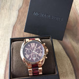 Michael Kors Bradshaw Burgundy Dial Two Tone Steel Strap Watch for Women - MK6270