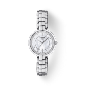 Tissot T Lady Flamingo Mother of Pearl White Dial Silver Steel Strap Watch For Women - T094.210.11.111.00