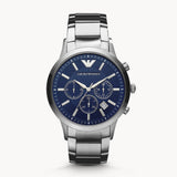 Emporio Armani Renato Chronograph Blue Dial Silver Steel Strap Watch For Men - AR2448