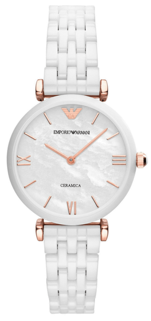 Emporio Armani Ceramica Mother of Pearl Dial White Ceramic Strap Watch For Women - AR1486