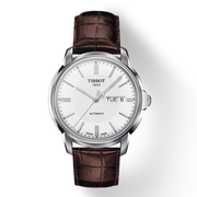 Tissot Automatics III Steel White Dial Brown Leather Strap Watch For Men - T065.430.16.031.00
