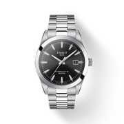 Tissot Gentleman Powermatic 80 Silicium Black Dial Silver Steel Strap Watch For Men - T127.407.11.051.00