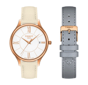 Tissot T Lady Bella Ora Round White Dial Beige Leather Strap Watch For Women - T103.210.36.018.00