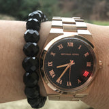 Michael Kors Channing Black Dial Rose Gold Steel Strap Watch For Women - MK5937