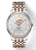 Tissot Tradition Powermatic 80 Open Heart Silver Dial Two Tone Steel Strap Jam Tangan Untuk Pria - T063.907.22.038.01