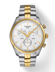Tissot T Sport PR 100 Chronograph White Dial Two Tone Steel Strap Watch For Men - T101.417.22.031.00