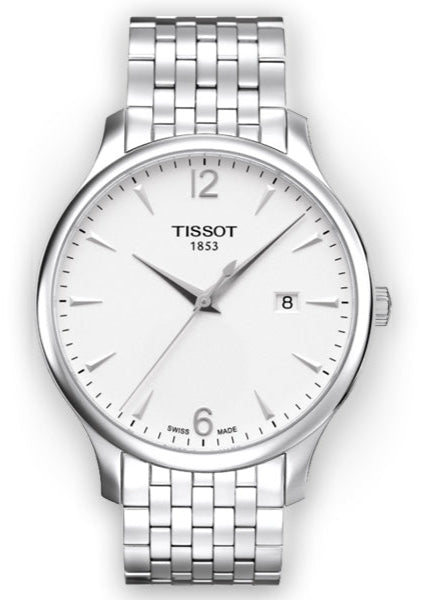 Tissot T Classic Tradition Jam Tangan Tali Baja Perak Dial Putih Untuk Pria - T063.610.11.037.00
