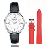 Tissot Bella Ora Jam Tangan Tali Kulit Hitam Dial Putih Bulat Untuk Wanita - T103.210.16.018.00
