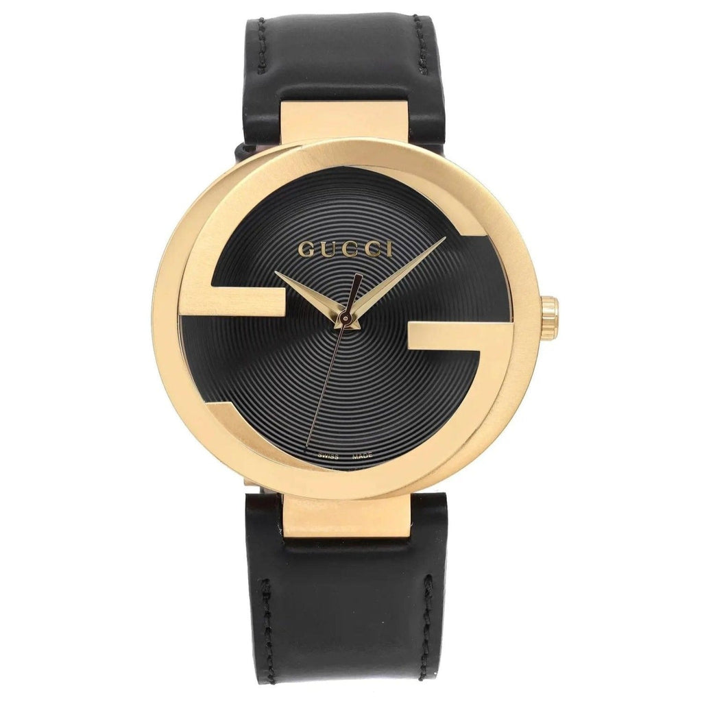 Gucci Black Leather Watch with Gold Case and White Dial Black Leather G-Chrono Watch, 44mm | GUCCI® US main image 3