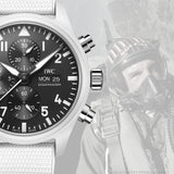 IWC Pilot's Watch Chronograph Top Gun Edition 'Lake Tahoe' Black Dial White Leather Strap Watch for Men - IW389105