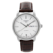 Tissot Automatics III Steel White Dial Brown Leather Strap Watch For Men - T065.430.16.031.00