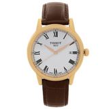 Tissot T Classic Carson Jam Tangan Tali Kulit Coklat Dial Putih Untuk Pria - T085.410.36.013.00