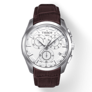 Tissot Couturier Chronograph White Dial Brown Leather Strap Watch For Men - T035.617.16.031.00