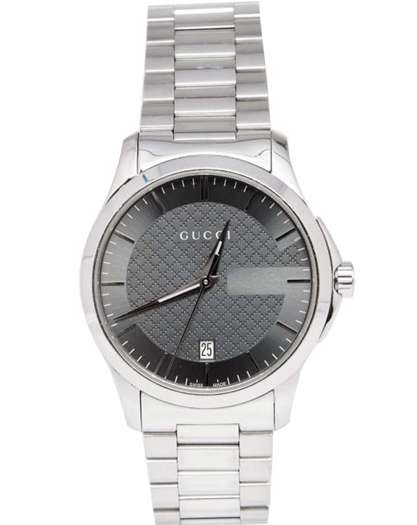 Gucci G Timeless Grey Dial Silver Steel Strap Watch For Men