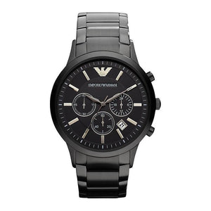 Emporio Armani Classic Chronograph Black Dial Black Steel Strap Watch For Men - AR2453