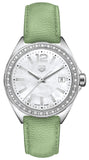 Jam Tangan Tag Heuer Formula 1 Quartz Diamonds Mother of Pearl Dial Green Leather Strap untuk Wanita - WBJ131A.FC8249