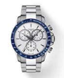 Tissot V8 Quartz T Sport Chronograph Jam Tangan Tali Baja Perak Dial Putih Untuk Pria - T106.417.11.031.00
