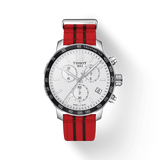 Tissot Quickster Chronograph NBA Chicago Bulls Jam Tangan Tali NATO Merah Dial Putih Untuk Pria - T095.417.17.037.04