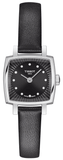 Tissot Lovely Square Quartz Diamonds Black Dial Jam Tangan Tali Kulit Hitam Untuk Wanita - T058.109.16.056.00