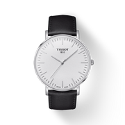 Tissot T Classic Everytime Large White Dial Black Leather Strap Watch For Men - T109.610.16.031.00