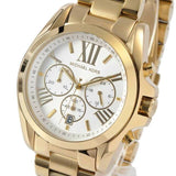 Michael Kors Bradshaw Chronograph White Dial Gold Steel Strap Watch For Women - MK6266