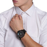 Diesel Mega Chief Chronograph Black Dial Black Steel Strap Watch For Men - DZ4318