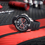 Guess Tread Black Dial Black Rubber Strap Watch for Men - W0967G1