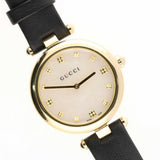 Gucci Diamantissima Quartz Mother of Pearl Dial Black Leather Strap Watch for Women - YA141404