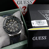 Guess Indovina Quartz Black Dial Black Leather Strap Watch For Men - W0040G9