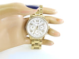 Guess Multi-function Diamonds White Dial Gold Steel Strap Watch for Women - W0559L2