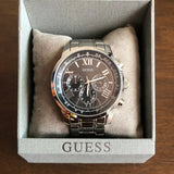 Guess Horizon Chronograph Quartz Black Dial Silver Steel Strap Watch For Men - W0379G1