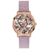 Guess Mariposa Pink Dial Pink Leather Strap Watch for Women - GW0008L2