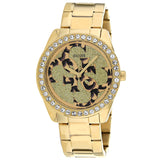 Guess G Twist Diamonds Gold Dial Gold Steel Strap Watch For Women - W1201L2