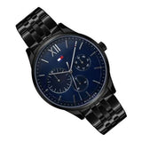 Tommy Hilfiger Damon Quartz Chronograph Blue Dial Black Steel Strap Watch for Men - 1791454