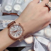 Michael Kors Sofie Chronograph Mother of Pearl White Dial Rose Gold Steel Strap Watch For Women - MK6576