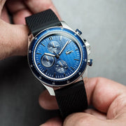 Lacoste Neoheritage Chronograph Blue Dial Black Silicone Strap Watch for Men - 2011252