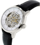 Fossil Townsman Automatic Skeleton White Dial Black Leather Strap Watch for Men - ME3085