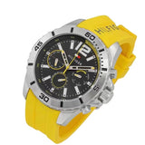 Tommy Hilfiger Sports Multi-Function Black Dial Yellow Rubber Strap Watch for Men - 1791144