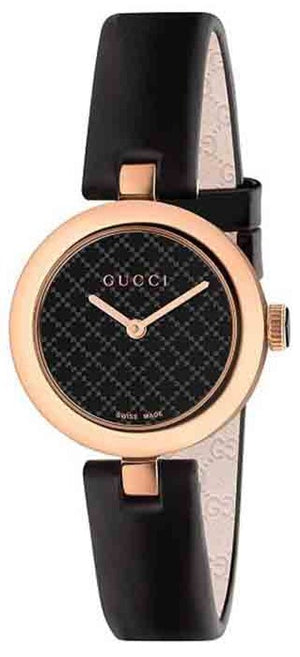 Gucci Diamantissima Quartz Black Dial Black Leather Strap Watch for Women - YA141501