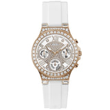 Guess Moonlight Diamonds White Dial White Rubber Strap Watch for Women - GW0257L2