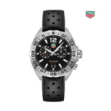 Tag Heuer Formula 1 Alarm Quartz Black Dial Black Rubber Strap Watch for Men -  WAZ111A.FT8023