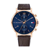 Tommy Hilfiger Daniel Blue Dial Brown Leather Strap Watch for Men - 1710418