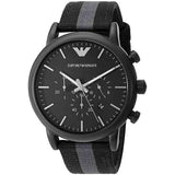 Emporio Armani Luigi Chronograph Quartz Black Dial Two Tone Nylon Strap Watch For Men - AR1948