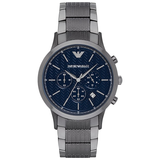 Emporio Armani Renato Chronograph Quartz Blue Dial Grey Steel Strap Watch For Men - AR2505