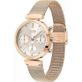 Hugo Boss Flawless White Dial Gold Mesh Bracelet Watch for Women - 1502553