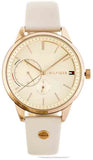 Tommy Hilfiger Brooke Quartz White Dial Cream Leather Strap Watch for Women  - 1782022
