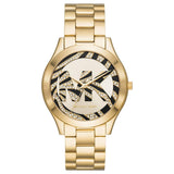 Michael Kors Runway Gold Dial Gold Steel Strap Watch For Women - MK4561