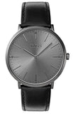 Hugo Boss Modern Grey Dial Black Leather Strap Watch for Men - 1513540